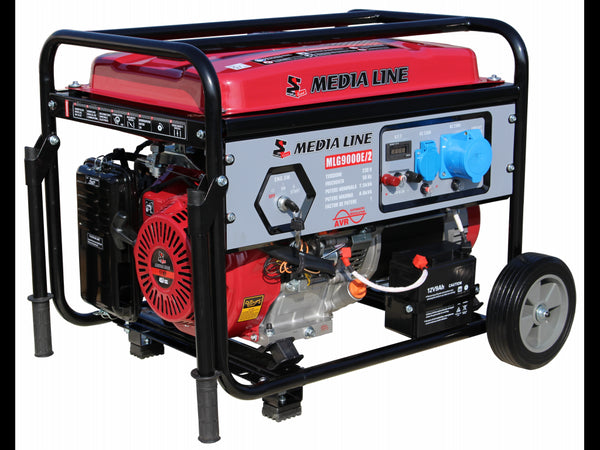 Generator curent Media Line MLG 9000E/2 putere maxima 8 KVA monofazat 230V rezervor 25 L AVR pornire electrica roti transport