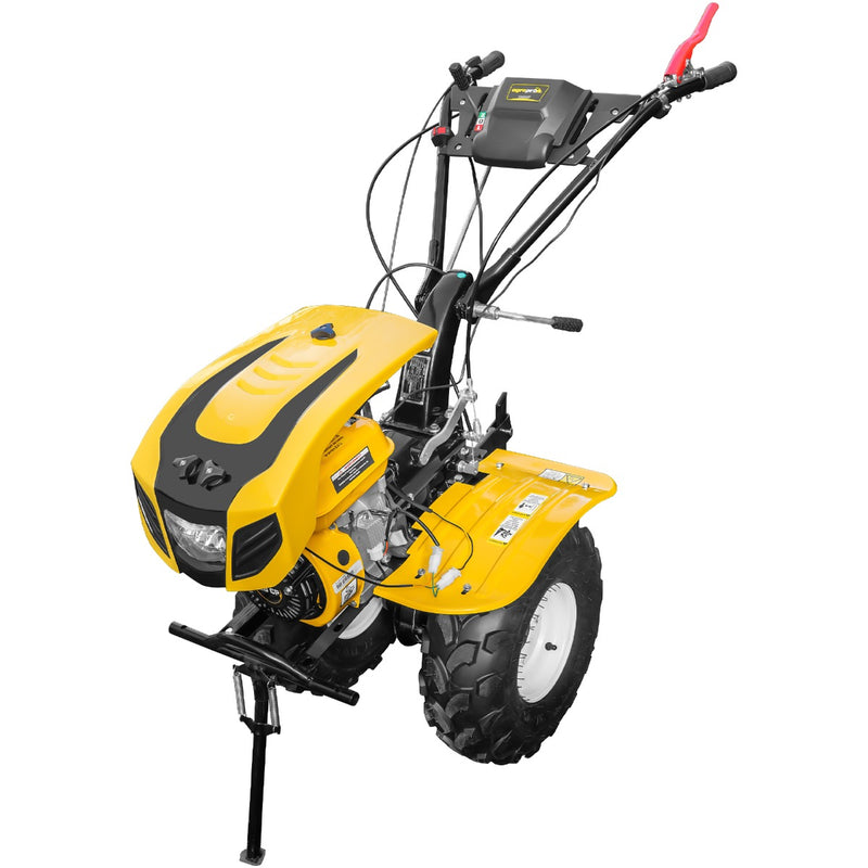 Motocultor AgroPro HS 1000B NEW-1 motor 8 CP benzina EURO V 2+1 viteze latime lucru 115 cm freze 2+1+1 roti ATV 19x7-8 capota cu far roti metal plug arat rarita reglabila 3l ulei