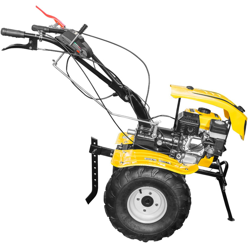 Motocultor AgroPro HS 1000B NEW-1 motor 8 CP benzina EURO V 2+1 viteze latime lucru 115 cm freze 2+1+1 roti ATV 19x7-8 capota cu far roti metal plug arat rarita reglabila plug cartofi 3l ulei