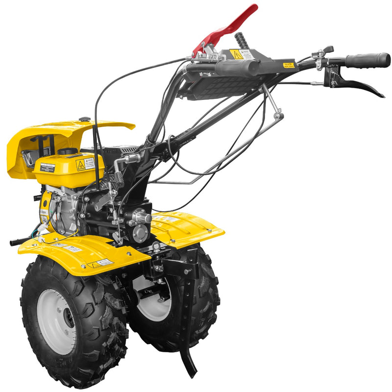 Motocultor AgroPro HS 1000B NEW-1 motor 8 CP benzina EURO V 2+1 viteze latime lucru 115 cm freze 2+1+1 roti ATV 19x7-8 capota cu far roti metal plug arat rarita reglabila plug cartofi 3l ulei