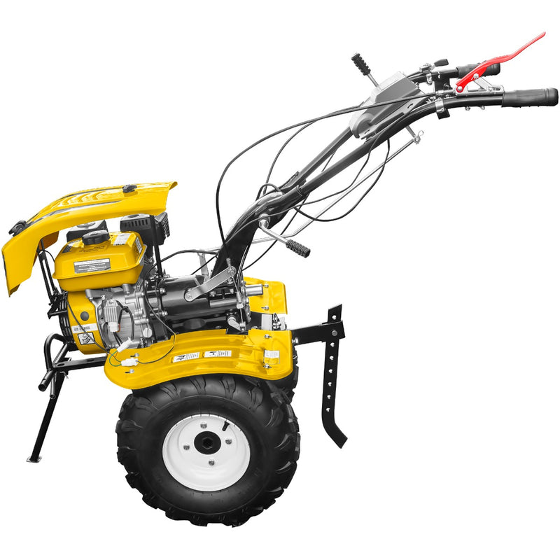 Motocultor AgroPro HS 1000B NEW-1 motor 8 CP benzina EURO V 2+1 viteze latime lucru 115 cm freze 2+1+1 roti ATV 19x7-8 capota cu far roti metal plug arat rarita reglabila plug cartofi 3l ulei