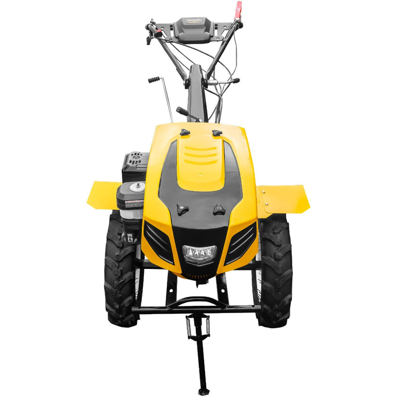 Motocultor AgroPro HS 1100D motor 16 CP benzina EURO V 2+1 viteze latime lucru 135 cm freze 2+1+1 roti 5.00-12 capota cu far roti metal plug arat rarita reglabila plug cartofi cultivator 5l ulei
