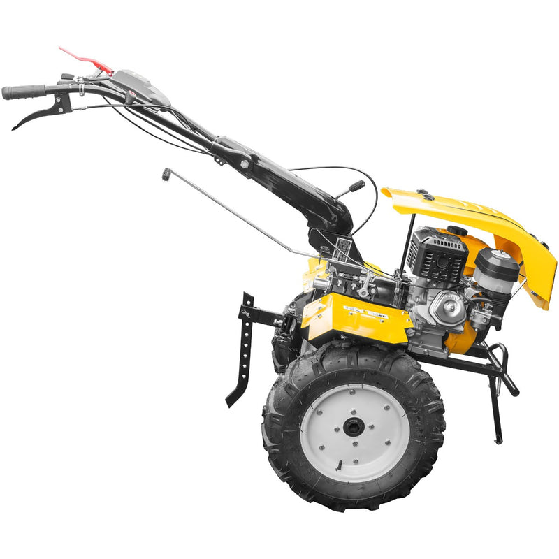 Motocultor AgroPro HS 1100D motor 16 CP benzina EURO V 2+1 viteze latime lucru 135 cm freze 2+1+1 roti 5.00-12 capota cu far roti metal plug arat rarita reglabila plug cartofi cultivator 5l ulei