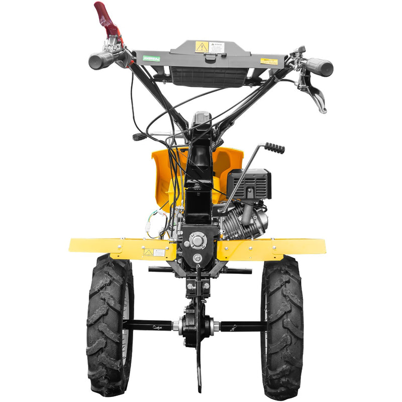 Motocultor AgroPro HS 1100D motor 16 CP benzina EURO V 2+1 viteze latime lucru 135 cm freze 2+1+1 roti 5.00-12 capota cu far roti metal plug arat rarita reglabila plug cartofi cultivator 5l ulei
