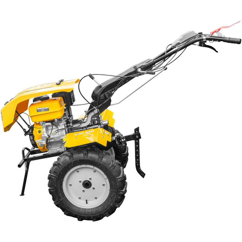 Motocultor AgroPro HS 1100D motor 16 CP benzina EURO V 2+1 viteze latime lucru 135 cm freze 2+1+1 roti 5.00-12 capota cu far roti metal plug arat rarita reglabila plug cartofi cultivator 5l ulei