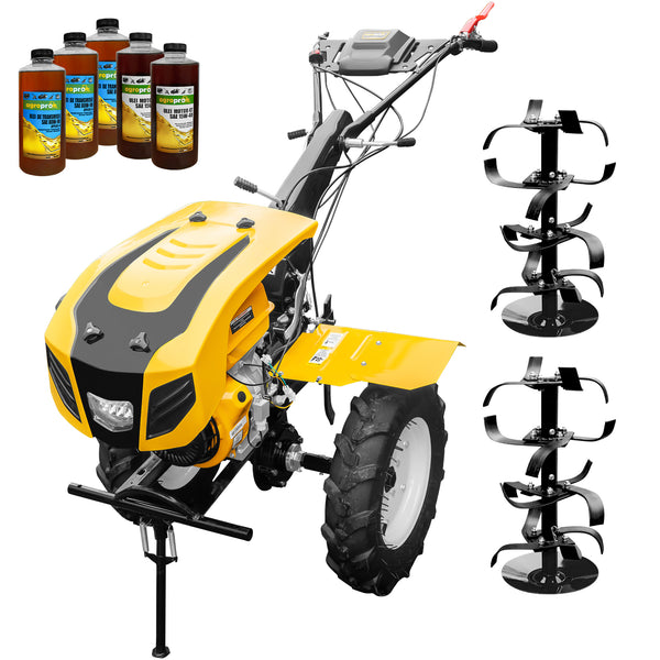Motocultor AgroPro HS 1100D motor 16 CP benzina EURO V 2+1 viteze latime lucru 135 cm freze 2+1+1 roti 5.00-12 capota cu far 5l ulei