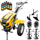 Motocultor AgroPro HS 1100D motor 16 CP benzina EURO V 2+1 viteze latime lucru 135 cm freze 2+1+1 roti 5.00-12 capota cu far roti metal plug arat rarita reglabila plug cartofi 5l ulei