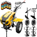 Motocultor AgroPro HS 1100D motor 16 CP benzina EURO V 2+1 viteze latime lucru 135 cm freze 2+1+1 roti 5.00-12 capota cu far roti metal plug arat rarita reglabila plug cartofi cultivator 5l ulei