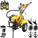 Motocultor AgroPro HS 950 motor 7 CP 2+1 viteze latime lucru 65-95 cm freze roti cauciuc 4.00x8 tahometru filtru aer umed/uscat roti metal plug arat rarita reglabila 3l ulei