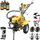 Motocultor AgroPro HS 950 motor 7 CP 2+1 viteze latime lucru 65-95 cm freze roti cauciuc 4.00x8 tahometru filtru aer umed/uscat roti metal cultivator plug reversibil 3l ulei