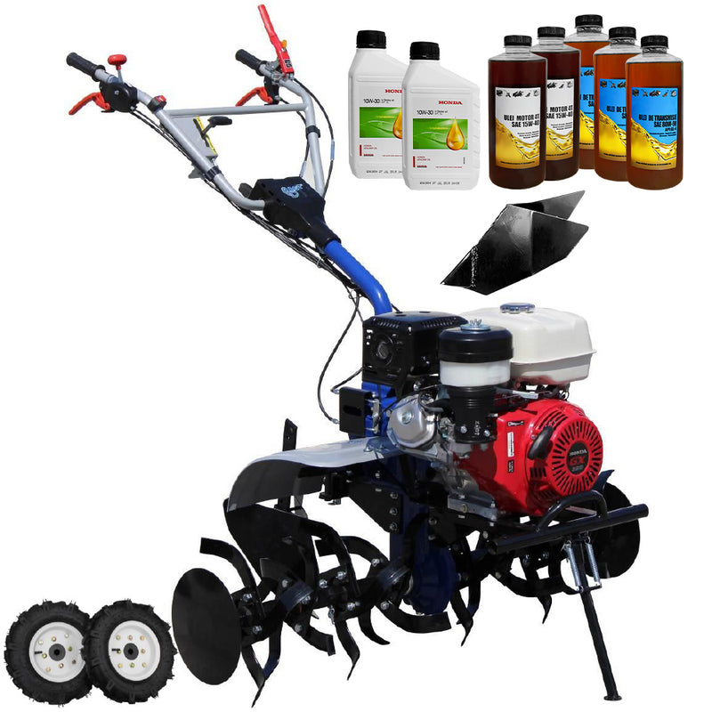Motocultor AGT 13000 PREMIUM motor Honda GX340 11 CP latime lucru 120 cm 2+1 viteze freze rarita fixa roti cauciuc 5.00-12 6.2l ulei