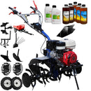 Motocultor AGT 13000 PREMIUM motor Honda GX340 11 CP latime lucru 120 cm 2+1 viteze freze rarita fixa roti cauciuc 5.00-12 roti metal plug arat rarita reglabila plug cartofi cultivator plug reversibil remorca 6.2l ulei