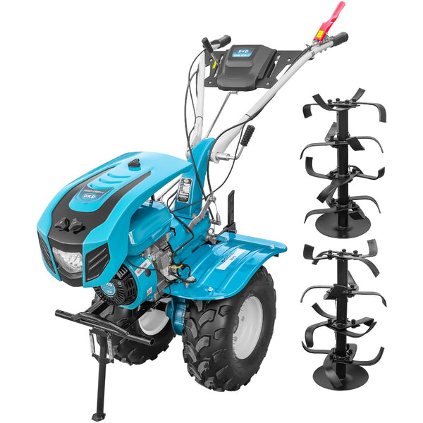 Motocultor DKD 1000B NEW 1 motor 7.5 CP benzina 2+1 viteze freze 60-120 cm roti ATV 19/7-8 capota far LED