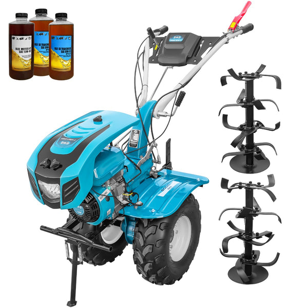 Motocultor DKD 1000B NEW 1 motor 7.5 CP benzina 2+1 viteze freze 60-120 cm roti ATV 19/7-8 capota far LED 3l ulei