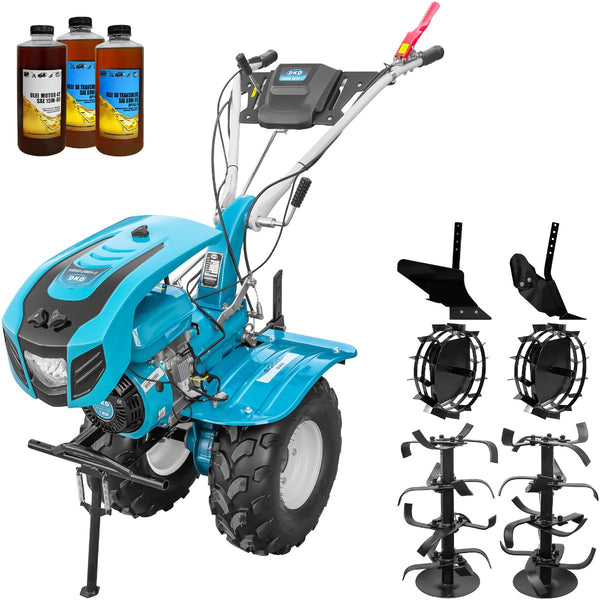 Motocultor DKD 1000B NEW 1 motor 7.5 CP benzina 2+1 viteze freze 60-120 cm roti ATV 19/7-8 capota far LED roti metal plug arat rarita reglabila 3l ulei