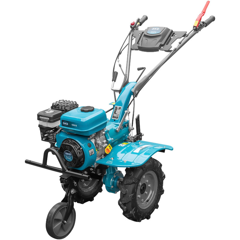 Motocultor DKD 100B motor 7 CP benzina 2+1 viteze latime lucru 50-87 cm freze roti cauciuc 4.00x8" 3l ulei