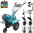 Motocultor DKD 100B motor 7 CP benzina 2+1 viteze latime lucru 50-87 cm freze roti cauciuc 4.00x8" roti metal plug arat rarita reglabila plug cartofi cultivator plug reversibil 3l ulei