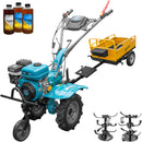 Motocultor DKD 100B motor 7 CP benzina 2+1 viteze latime lucru 50-87 cm freze roti cauciuc 4.00x8" remorca 3l ulei