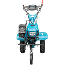 Motocultor DKD 100B NEW motor 7 CP benzina 2+1 viteze latime lucru 50-89 cm freze roti cauciuc 4.00x8" capota cu far LED roti metal plug arat rarita reglabila plug cartofi cultivator plug reversibil remorca 3l ulei