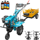 Motocultor DKD 100B NEW motor 7 CP benzina 2+1 viteze latime lucru 50-89 cm freze roti cauciuc 4.00x8" capota cu far LED remorca 3l ulei