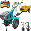 Motocultor DKD 1010D NEW motor 16 CP benzina 2+1 viteze latime lucru 80-110 cm freze roti cauciuc 5.00x12" capota cu far LED remorca 5l ulei