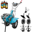 Motocultor DKD 1000B NEW motor 8 CP benzina 2+1 viteze latime lucru 105 cm freze roti cauciuc 5.00-8" capota cu far ghidon reglabil inaltime roti metal plug arat rarita reglabila plug cartofi 3l ulei