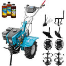 Motocultor DKD 1000B NEW motor 8 CP benzina 2+1 viteze latime lucru 105 cm freze roti cauciuc 5.00-8" capota cu far ghidon reglabil inaltime roti metal plug arat rarita reglabila plug cartofi cultivator 3l ulei
