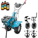 Motocultor DKD 1000B NEW motor 8 CP benzina 2+1 viteze latime lucru 105 cm freze roti cauciuc 5.00-8" capota cu far ghidon reglabil inaltime roti metal cultivator plug reversibil 3l ulei