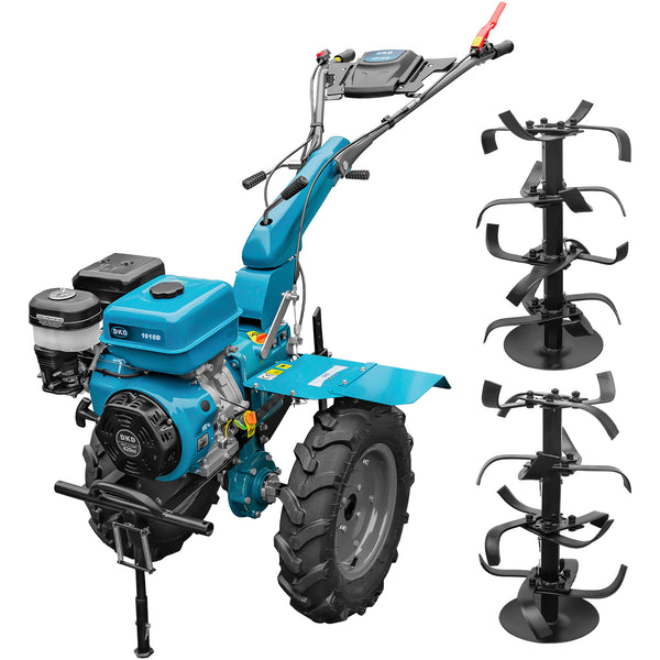 Motocultor DKD 1010D motor 16 CP benzina 2+1 viteze latime lucru 80-110 cm freze roti cauciuc 5.00x12"