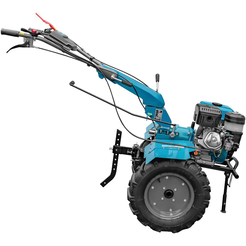 Motocultor DKD 1010D motor 16 CP benzina 2+1 viteze latime lucru 80-110 cm freze roti cauciuc 5.00x12" roti metal plug arat rarita reglabila plug cartofi cultivator plug reversibil 5l ulei