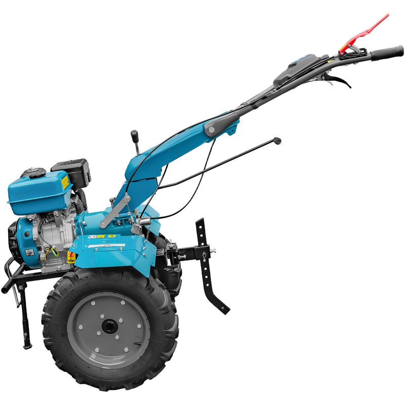 Motocultor DKD 1010D motor 16 CP benzina 2+1 viteze latime lucru 80-110 cm freze roti cauciuc 5.00x12" roti metal plug arat rarita reglabila plug cartofi cultivator plug reversibil 5l ulei