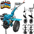 Motocultor DKD 1010D motor 16 CP benzina 2+1 viteze latime lucru 80-110 cm freze roti cauciuc 5.00x12" roti metal plug arat rarita reglabila plug cartofi cultivator 5l ulei