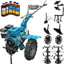 Motocultor DKD 1010D motor 16 CP benzina 2+1 viteze latime lucru 80-110 cm freze roti cauciuc 5.00x12" roti metal plug arat rarita reglabila plug cartofi cultivator plug reversibil 5l ulei