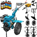 Motocultor DKD 1010D motor 16 CP benzina 2+1 viteze latime lucru 80-110 cm freze roti cauciuc 5.00x12" roti metal plug arat rarita reglabila plug cartofi cultivator plug reversibil remorca 5l ulei