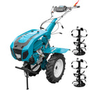 Motocultor profesional DKD HS 1100D motor 16 CP latime lucru 90-120 cm capota cu far freze roti cauciuc roti metal plug arat rarita reglabila plug cartofi cultivator plug reversibil remorca 5l ulei