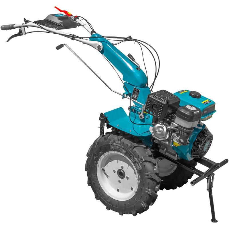 Motocultor profesional DKD HS 1100D motor 16 CP latime lucru 90-120 cm freze roti cauciuc roti metal plug arat rarita reglabila plug cartofi cultivator plug reversibil remorca 5l ulei