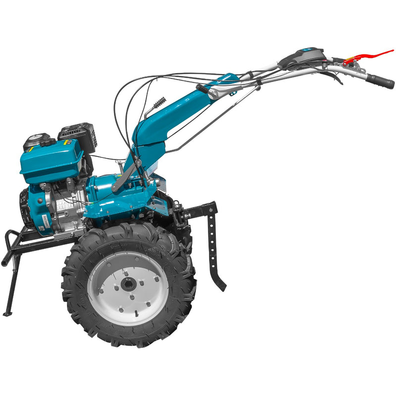 Motocultor profesional DKD HS 1100D motor 16 CP latime lucru 90-120 cm freze roti cauciuc roti metal plug arat rarita reglabila plug cartofi 5l ulei