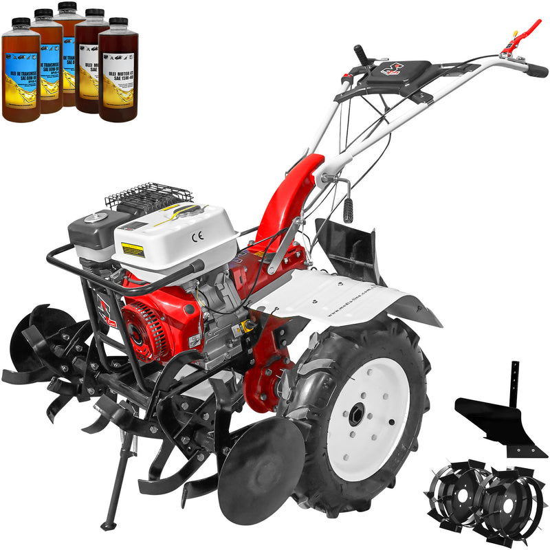 Motocultor Media Line 9500/5 CF motor 10 CP latime lucru 90 cm freze roti cauciuc 500x12 rarita fixa roti metal plug arat 5l ulei