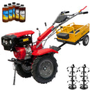 Motocultor Rotakt Partizan RO15R motor 13CP benzina 2+1 viteze latime lucru 56-135 cm freze roti cauciuc 5.00-12" capota far led remorca 5l ulei