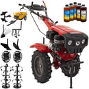 Motocultor Rotakt Partizan RO15R 2-PTO motor 15CP benzina 2+1 viteze latime lucru 56-135 cm freze roti cauciuc 5.00-12&quot; capota far led roti metal plug arat rarita reglabila plug cartofi cultivator plug reversibil remorca 5l ulei