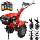 Motocultor Rotakt Atlas RO10R-2P motor 10CP 301 cmc benzina 2+1 viteze latime lucru 56-110 cm freze roti cauciuc 5.00-12" 2 prize de putere roti metal plug arat rarita reglabila 5l ulei