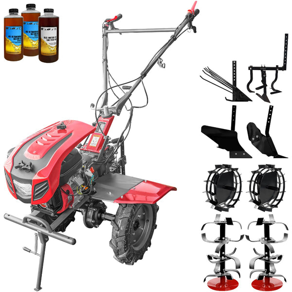 Motocultor Weima WM1100C-6 motor WM230F 7.5 CP 6 viteze latime lucru 110 cm freze roti cauciuc reductor usor/greu capota cu far roti metal plug arat plug reversibil plug cartofi cultivator 3l ulei