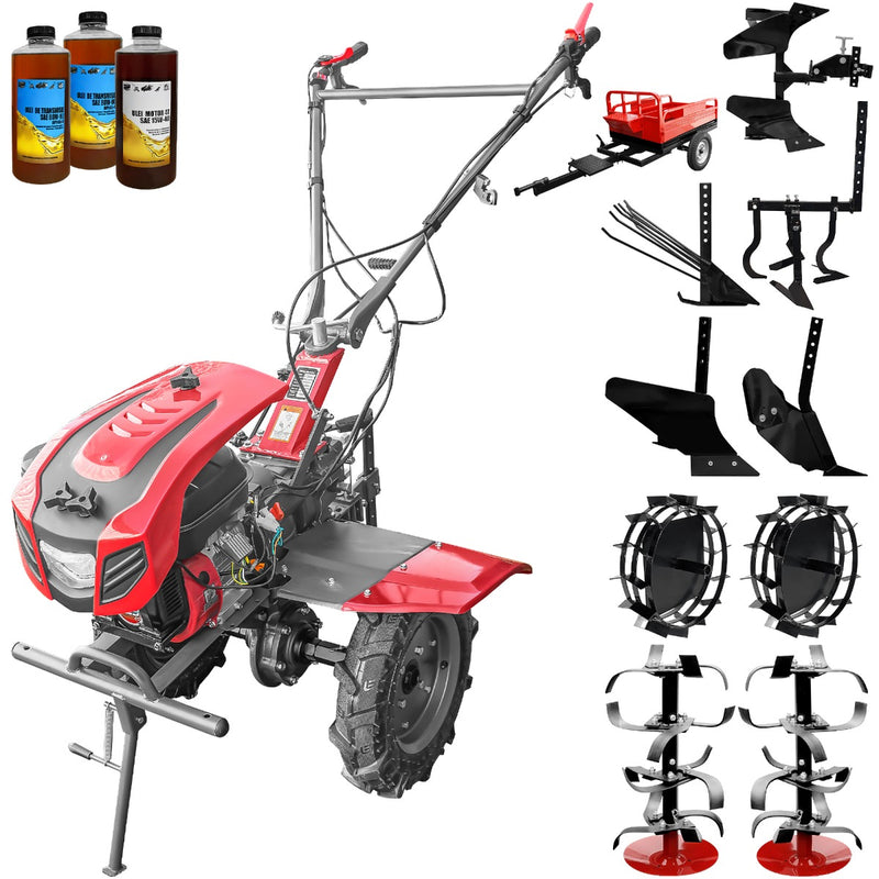 Motocultor Weima WM1100C-6 motor WM230F 7.5 CP 6 viteze latime lucru 110 cm freze roti cauciuc reductor usor/greu capota cu far roti metal plug arat plug reversibil plug cartofi cultivator plug reversibil remorca 3l ulei