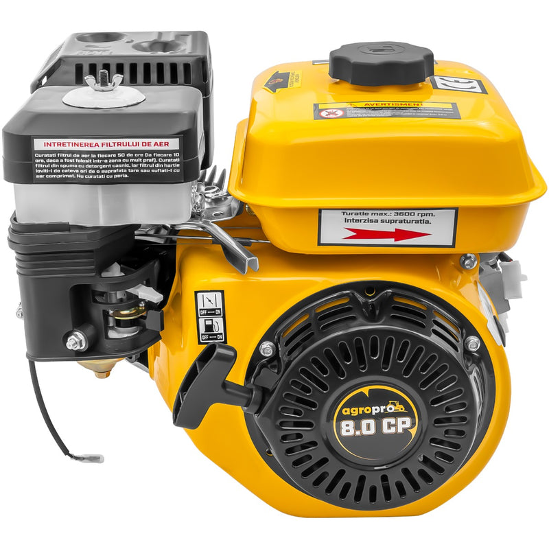 Motor AgroPro 170F cu caneluri 8 CP benzina 212 cc 3.6 L diametru ax 25 mm bobina far