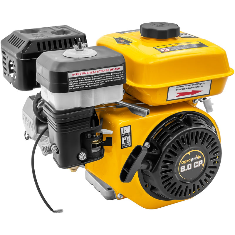 Motor AgroPro 170F cu caneluri 8 CP benzina 212 cc 3.6 L diametru ax 25 mm bobina far