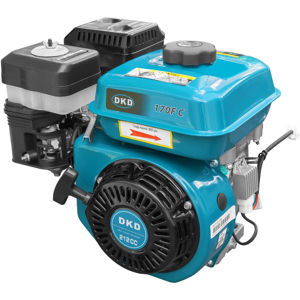 Motor DKD HS 170F C cu caneluri 7CP benzina 212cc 3.6L diametru ax 25mm bobina incarcare