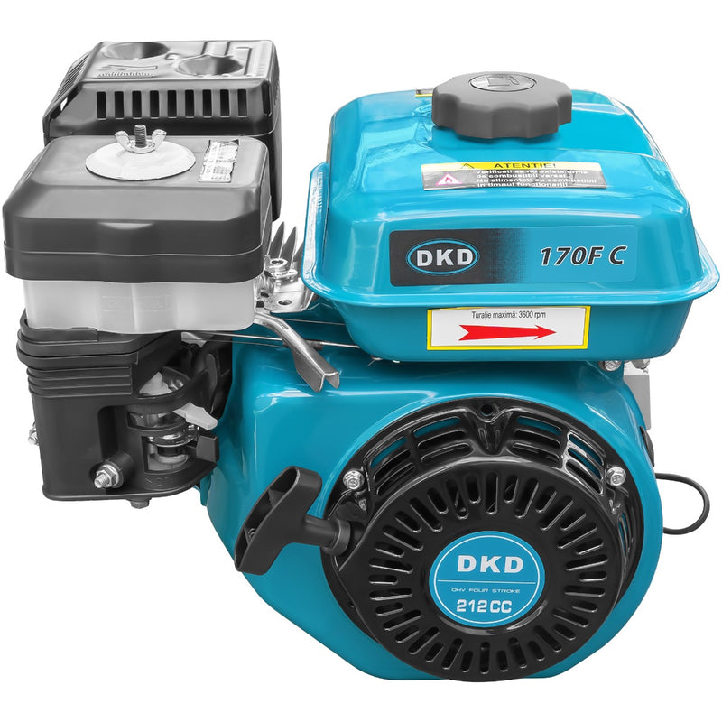 Motor DKD HS 170F C cu caneluri 7CP benzina 212cc 3.6L diametru ax 25mm bobina incarcare
