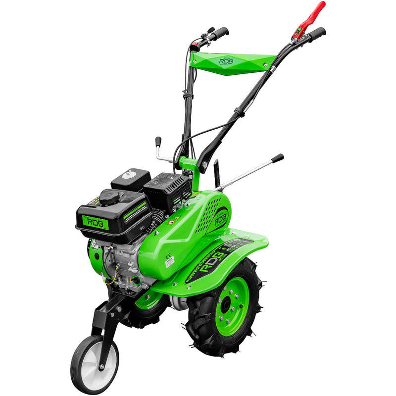 Motosapa RDB MQ168B motor 7 CP benzina 2+1 viteze latime lucru 105 cm freze segmentabile roti cauciuc 4.00x8" roti metal plug arat rarita reglabila plug cartofi cultivator 3l ulei