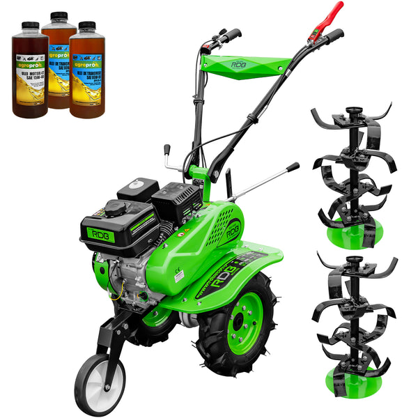 Motosapa RDB MQ168B motor 7 CP benzina 2+1 viteze latime lucru 105 cm freze segmentabile roti cauciuc 4.00x8" 3l ulei