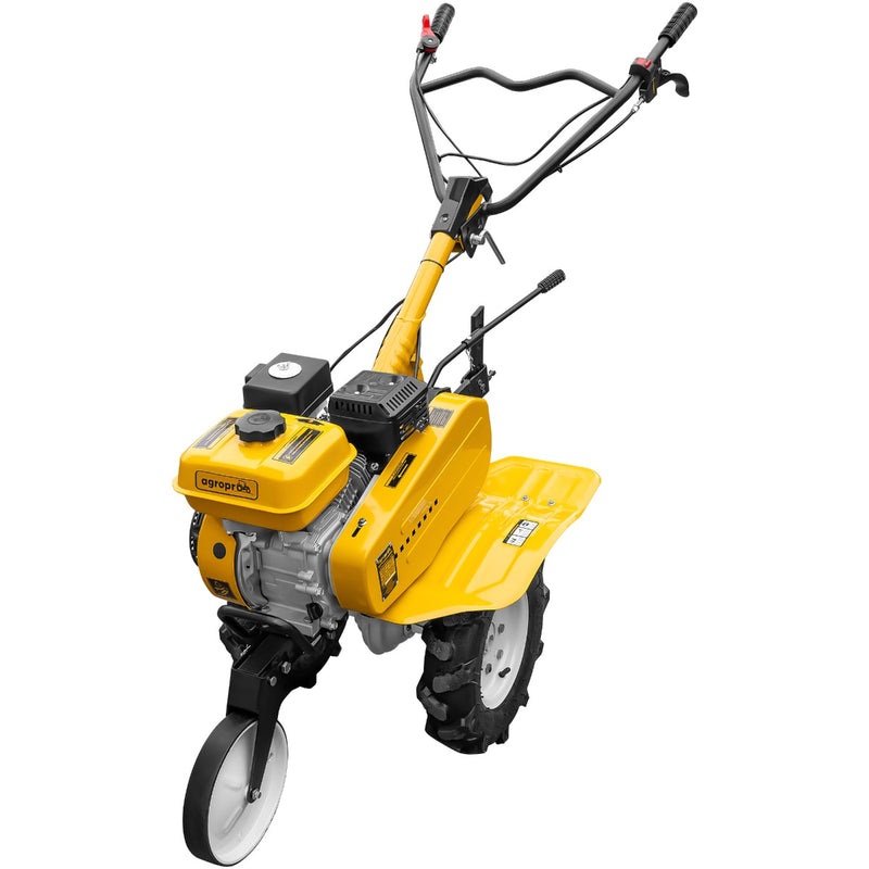 Motosapa AgroPro HS 500 motor 7 CP 2+1 viteze latime lucru 90 cm freze roti cauciuc 4.00x8 roata frontala tahometru roti metal plug arat rarita reglabila plug cartofi 2l ulei